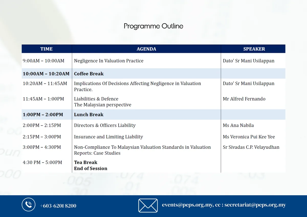 Valuation Practice – Negligence & Defence — Programme Outline